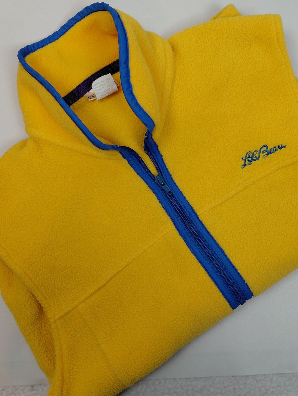 L.L. Bean Fleece Vest Made In USA Women's Size Small Yellow Blue